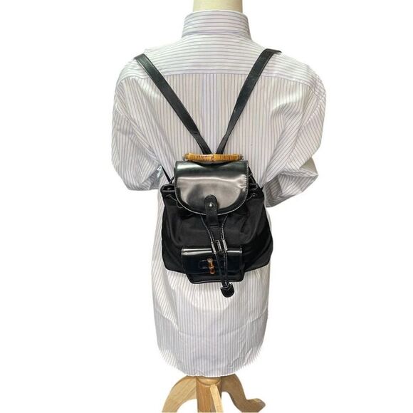 Gucci Bamboo Nylon Leather Mini Backpack - Picture 7 of 15